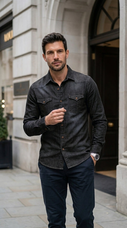 Kings & Men – “UrbanFlex Denim Shirt” – Premium Slim Fit