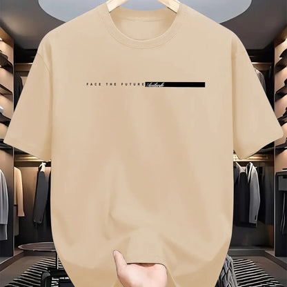 Men’s 100% Cotton High Street Letter Print T-Shirt – Unisex Casual Fit