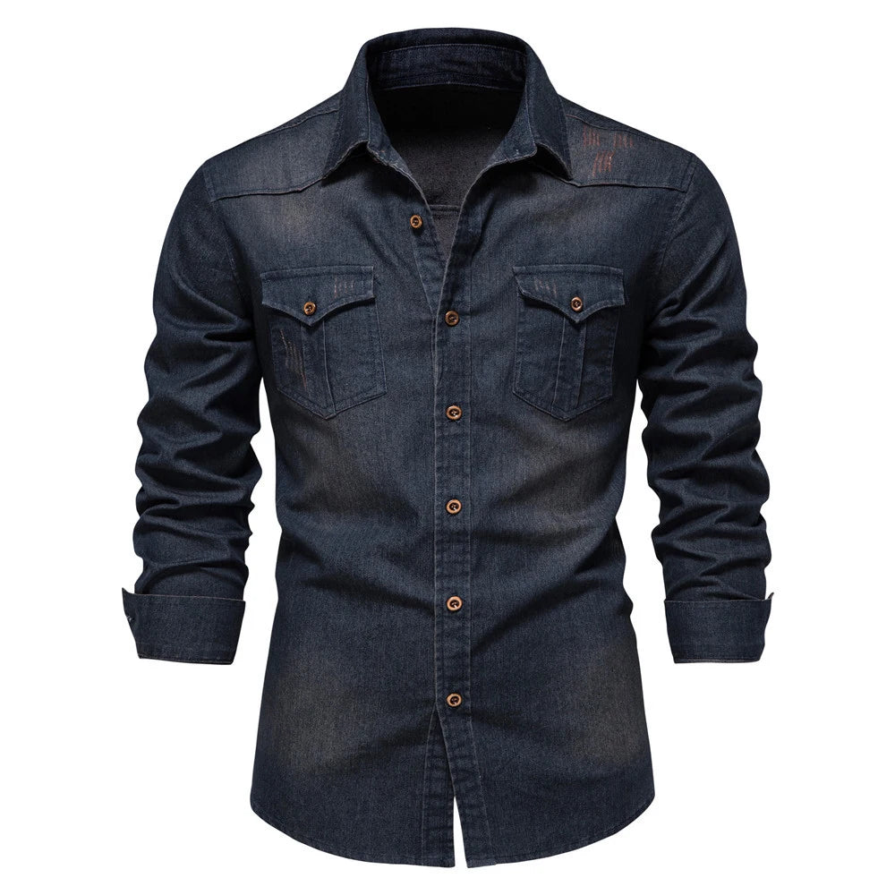 Kings & Men – “UrbanFlex Denim Shirt” – Premium Slim Fit