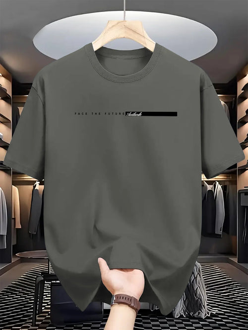 Men’s 100% Cotton High Street Letter Print T-Shirt – Unisex Casual Fit