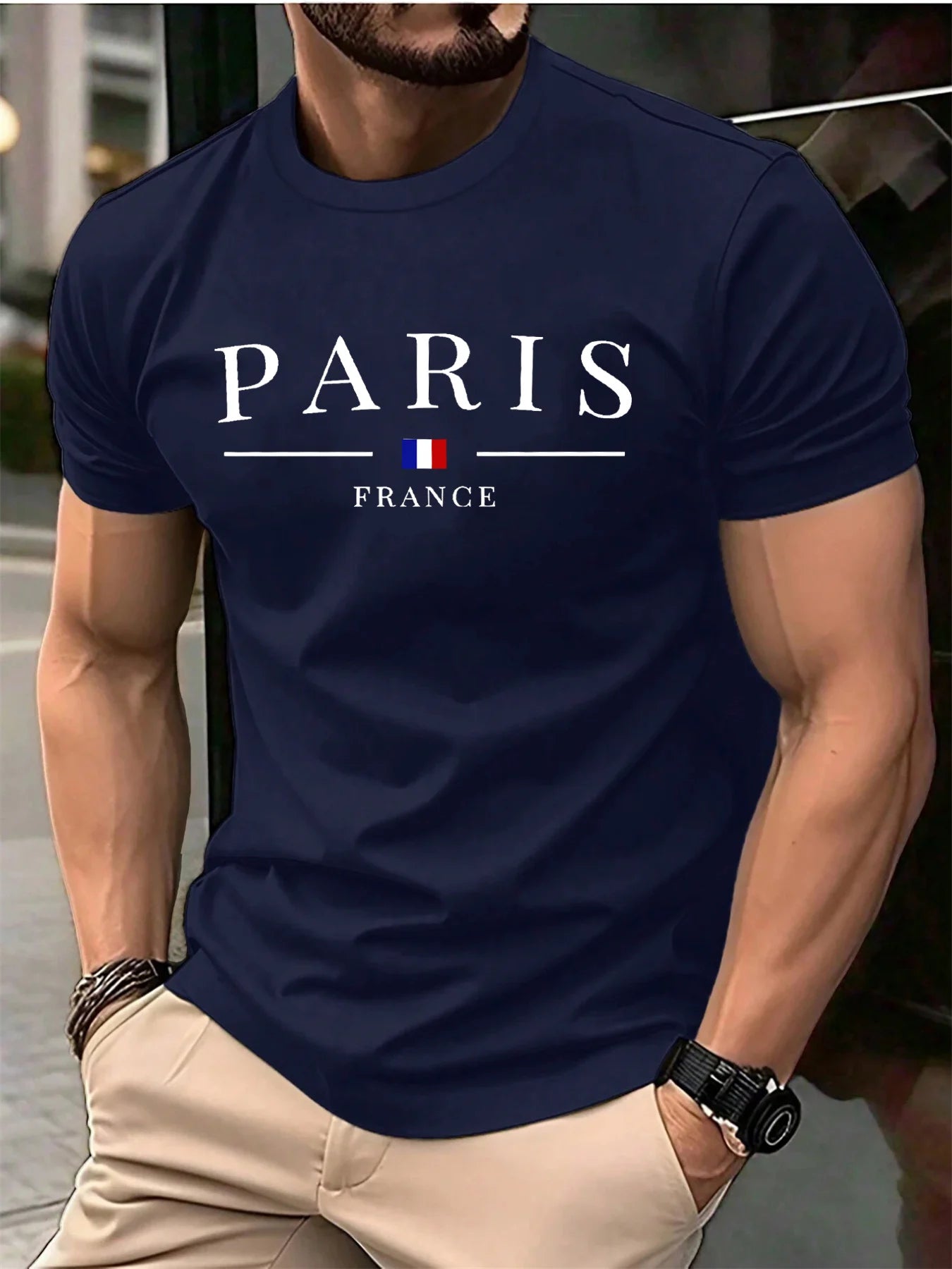 Men’s Pure Cotton Paris Print T-Shirt