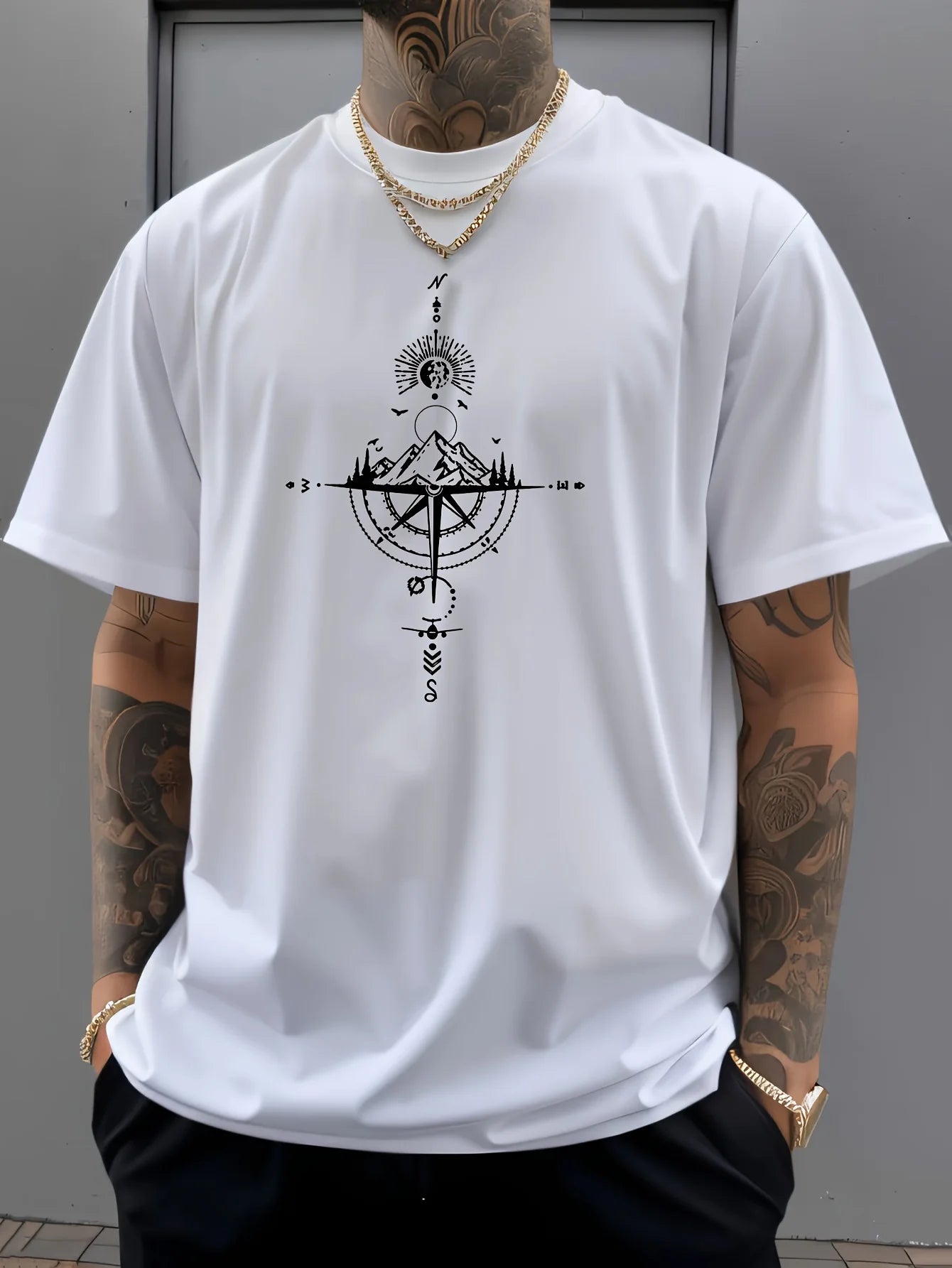 Kings & Men – Retro Compass Oversized Cotton Tee