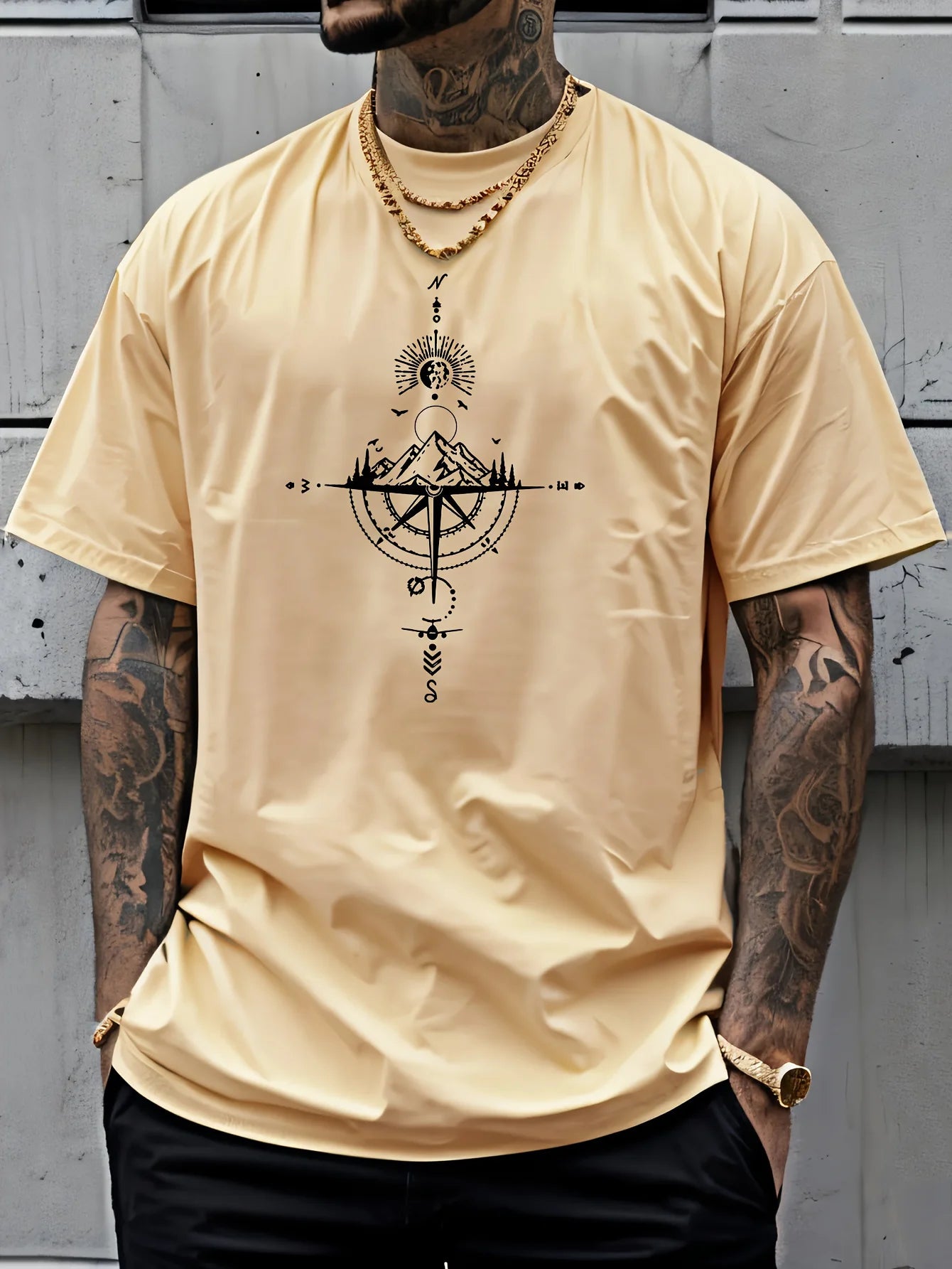 Kings & Men – Retro Compass Oversized Cotton Tee