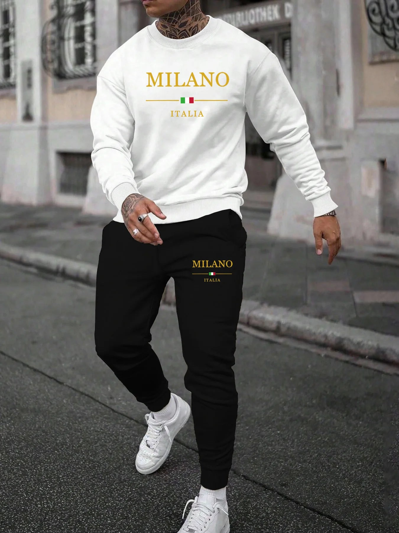 Men's Autumn &amp; Winter MILANO ITALIA Warm Fleece Tracksuit