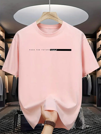 Men’s 100% Cotton High Street Letter Print T-Shirt – Unisex Casual Fit