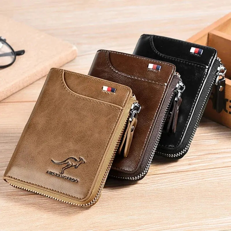 Men's Luxury PU Leather Wallet – RFID Protection, Compact & Stylish
