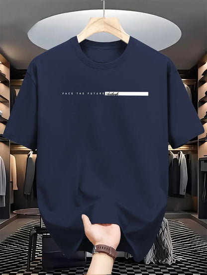 Men’s 100% Cotton High Street Letter Print T-Shirt – Unisex Casual Fit