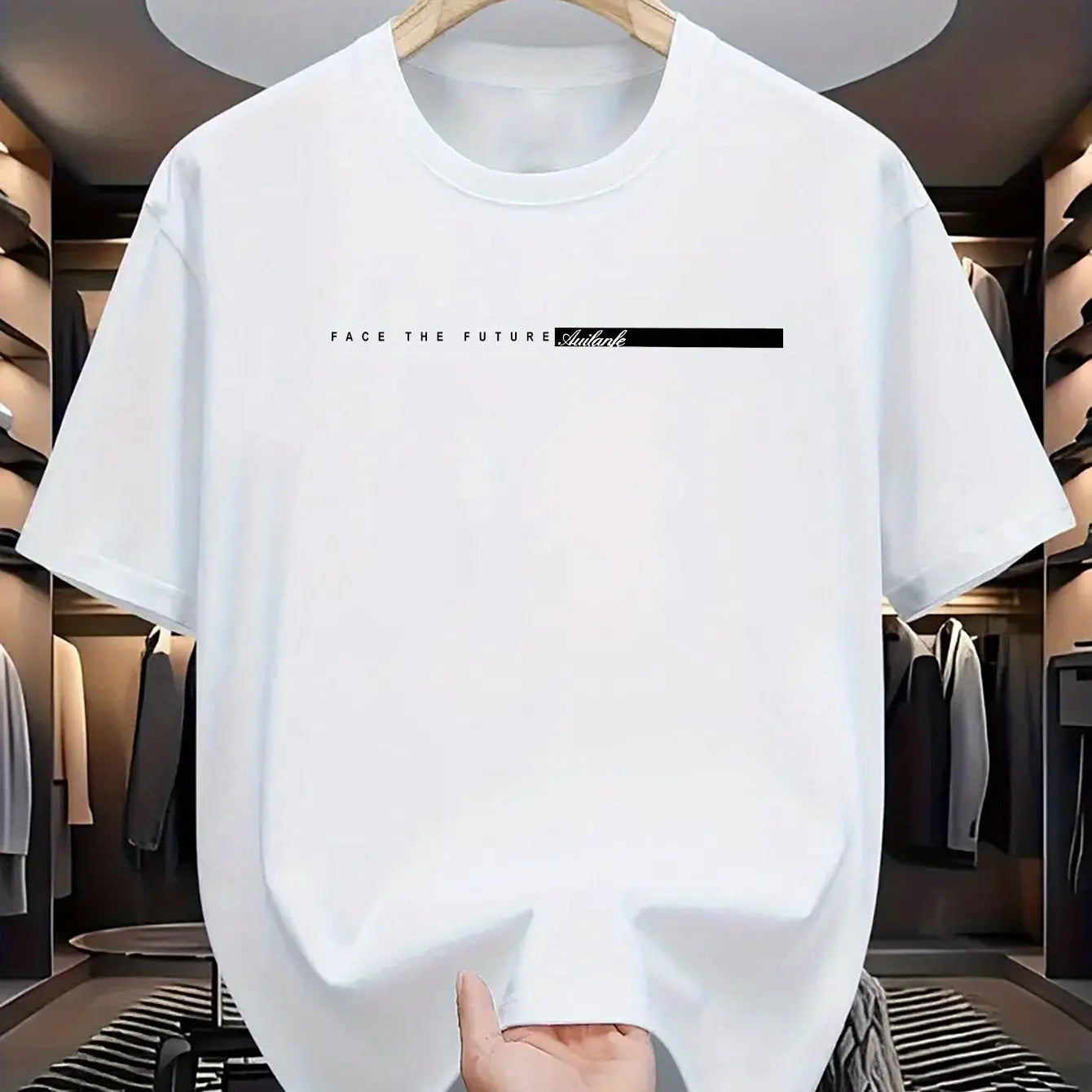 Men’s 100% Cotton High Street Letter Print T-Shirt – Unisex Casual Fit