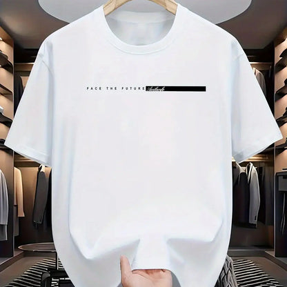 Men’s 100% Cotton High Street Letter Print T-Shirt – Unisex Casual Fit