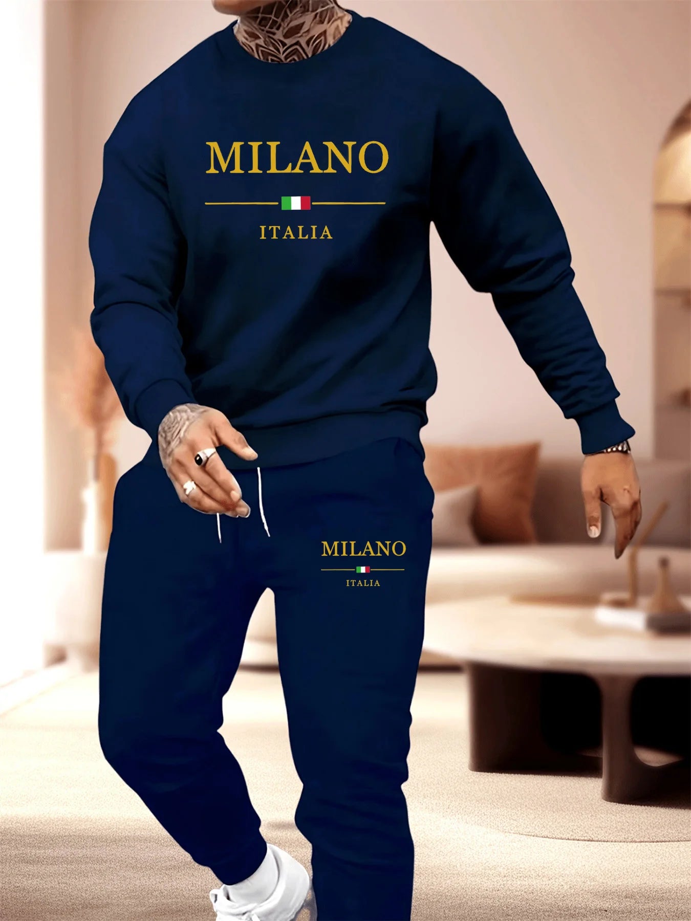 Men's Autumn &amp; Winter MILANO ITALIA Warm Fleece Tracksuit