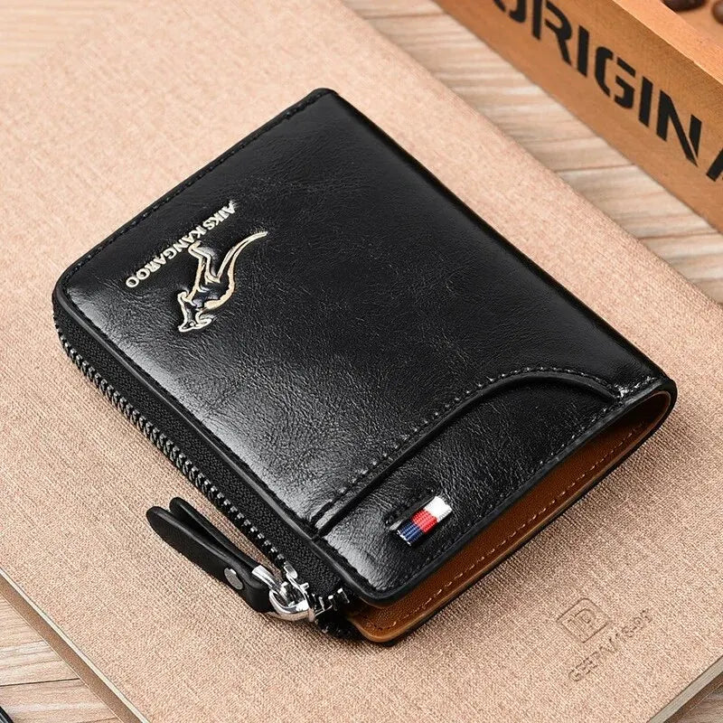 Men's Luxury PU Leather Wallet – RFID Protection, Compact & Stylish