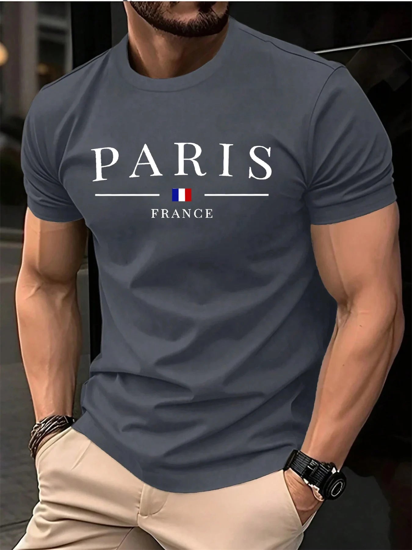 Men’s Pure Cotton Paris Print T-Shirt