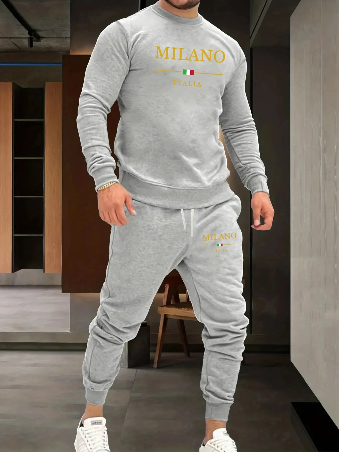 Men's Autumn &amp; Winter MILANO ITALIA Warm Fleece Tracksuit