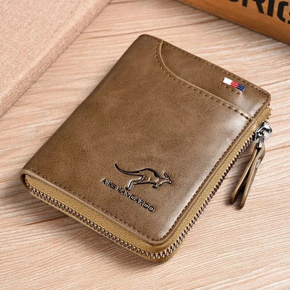 Men's Luxury PU Leather Wallet – RFID Protection, Compact & Stylish