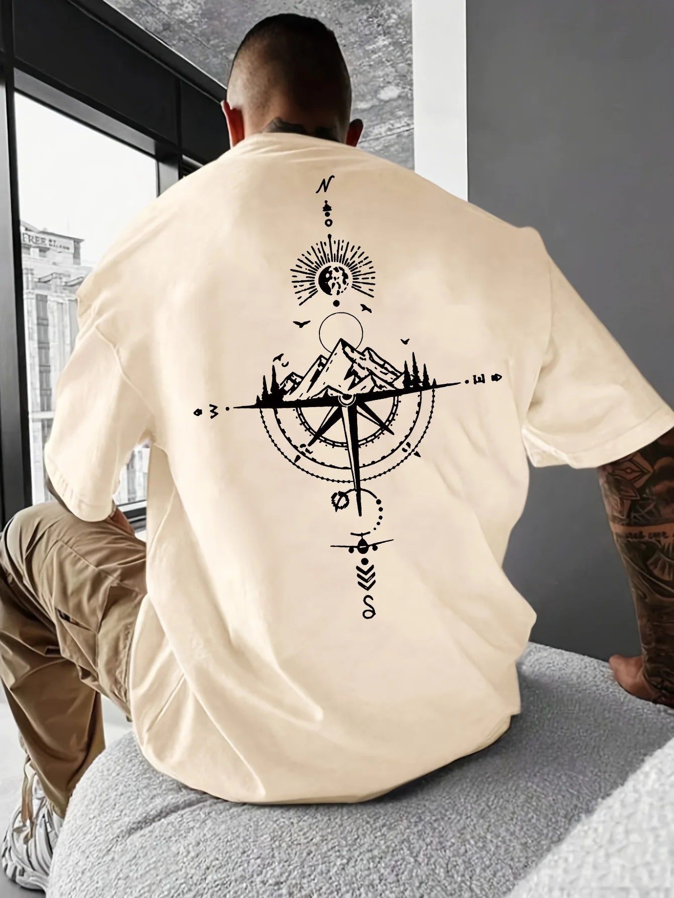 Kings & Men – Retro Compass Oversized Cotton Tee